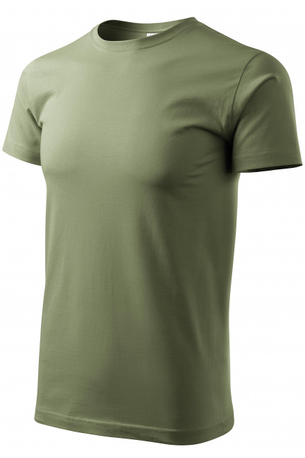 Lacné pánske tričko jednoduché, khaki, lacné zelené tričká