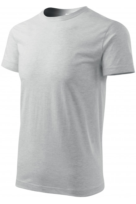 Lacné pánske tričko jednoduché, svetlosivý melír