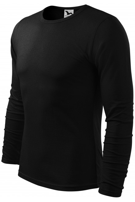 Lacné pánske tričko s dlhým rukávom, čierna, lacné čierne tričká