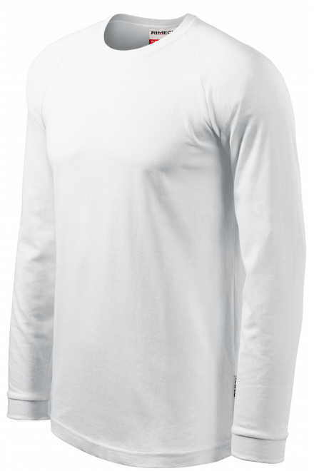 Lacné pánske tričko s dlhým rukávom, kontrastné, biela