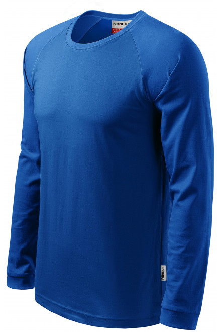 Lacné pánske tričko s dlhým rukávom, kontrastné, kráľovská modrá, lacné jednofarebné tričká