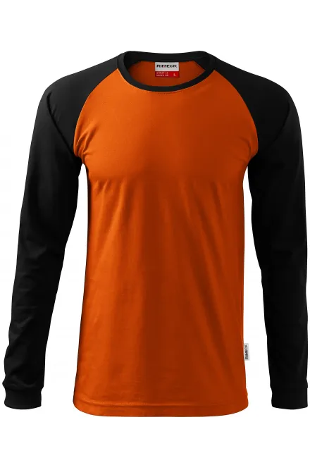 Lacné pánske tričko s dlhým rukávom, kontrastné - oranžová, 2XL