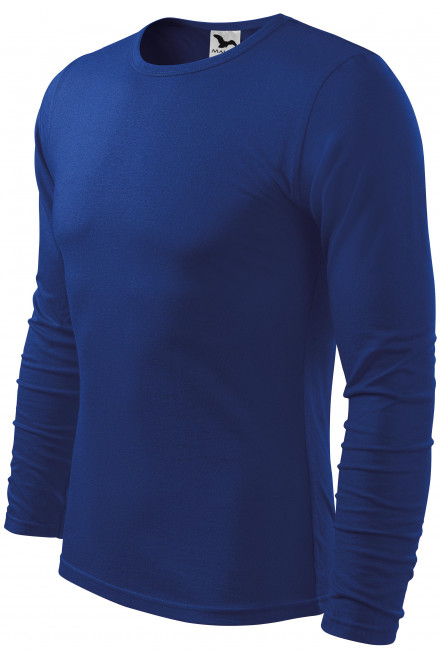 Lacné pánske tričko s dlhým rukávom, kráľovská modrá, lacné modré tričká