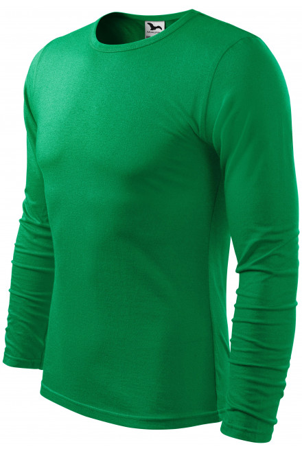 Lacné pánske tričko s dlhým rukávom, trávová zelená, lacné bavlnené tričká