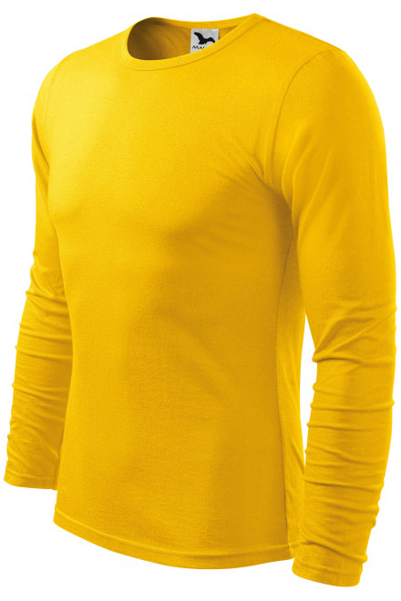 Lacné pánske tričko s dlhým rukávom, žltá