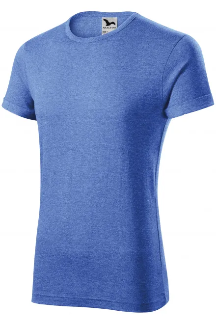 Lacné pánske tričko s vyhrnutými rukávmi, modrý melír
