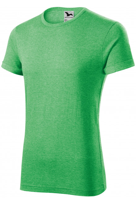 Lacné pánske tričko s vyhrnutými rukávmi, zelený melír, lacné zelené tričká