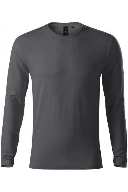 Lacné priliehavé pánske tričko s dlhým rukávom - svetlo šedá, L