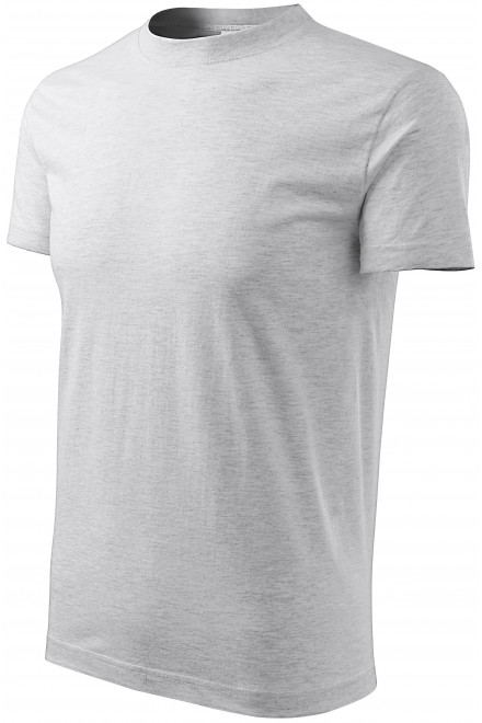 Lacné tričko klasické, svetlosivý melír, lacné tričká bez potlače