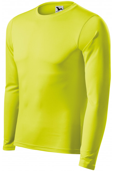 Lacné tričko na šport s dlhým rukávom, neónová žltá