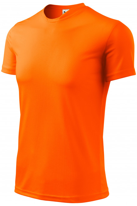 Lacné tričko s asymetrickým priekrčníkom, neónová oranžová, lacné pánske tričká