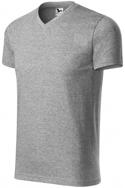 Lacné tričko s krátkym rukávom, hrubšie, tmavosivý melír, lacné jednofarebné tričká