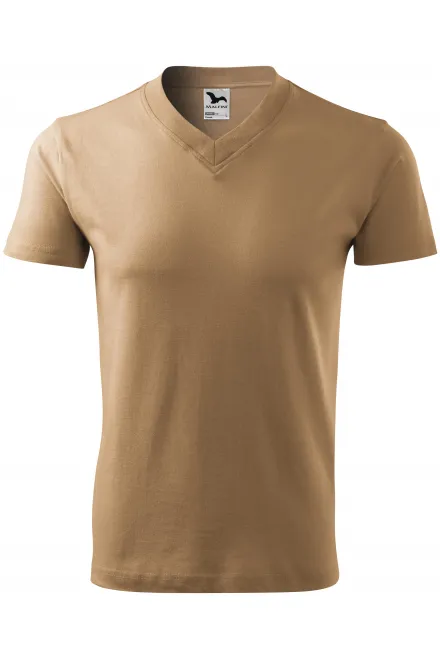 Lacné tričko s krátkym rukávom, stredne hrubé - piesková, 3XL