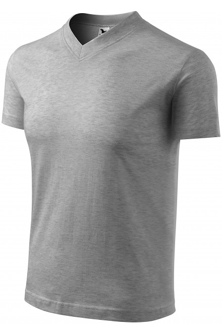 Lacné tričko s krátkym rukávom, stredne hrubé, tmavosivý melír, lacné jednofarebné tričká