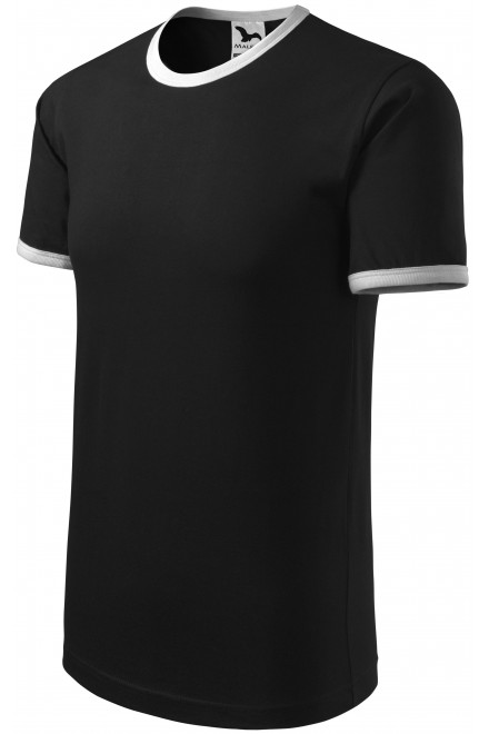 Lacné unisex tričko kontrastné, čierna, lacné tričká bez potlače