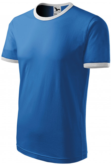 Lacné unisex tričko kontrastné, svetlomodrá, lacné bavlnené tričká