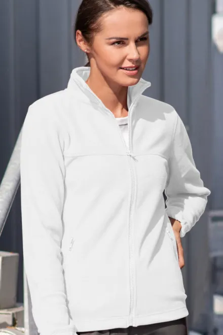 Lacná dámska bunda fleecová, biela