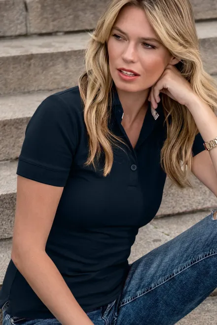 Lacná dámska polokošeľa z organickej bavlny, tmavomodrá