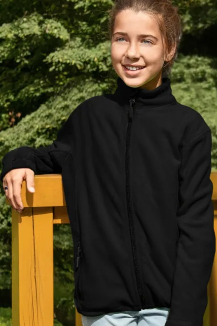 Lacná detská fleecová bunda kontrastná, čierna