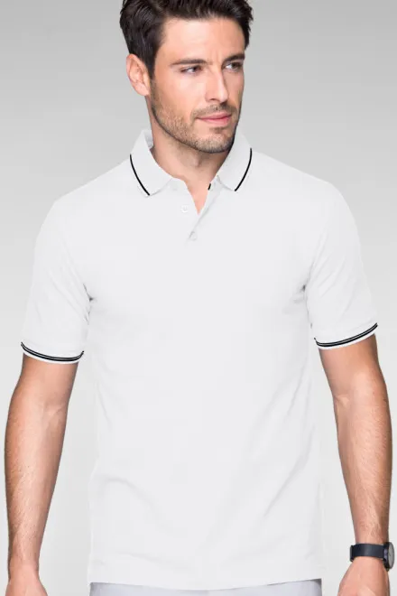 Lacná pánska kontrastná polokošeľa, biela