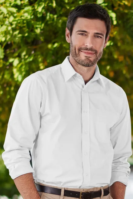 Lacná pánska košeľa s dlhým rukávom, biela
