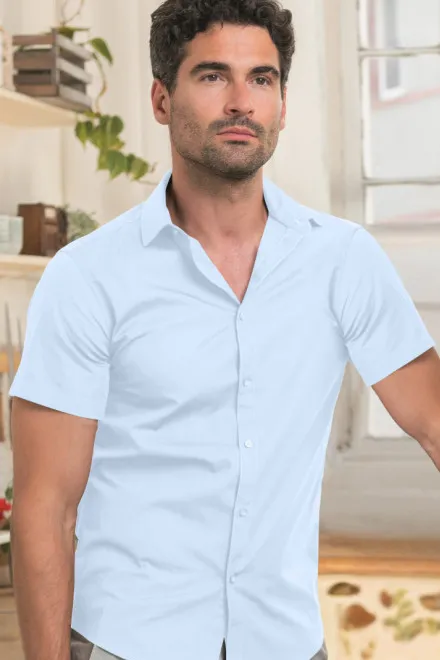 Lacná pánska košeľa Slim fit, svetlo modrá