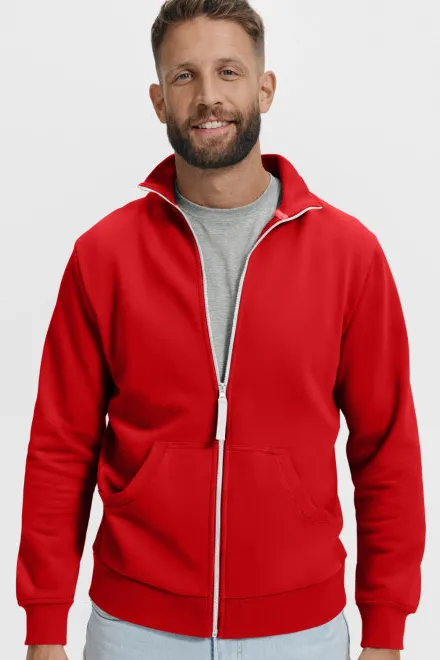 Lacná pánska mikina jednoduchá bez kapucne, červená