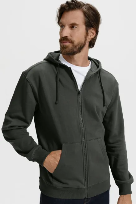 Lacná pánska mikina s kapucňou, tmavá bridlica