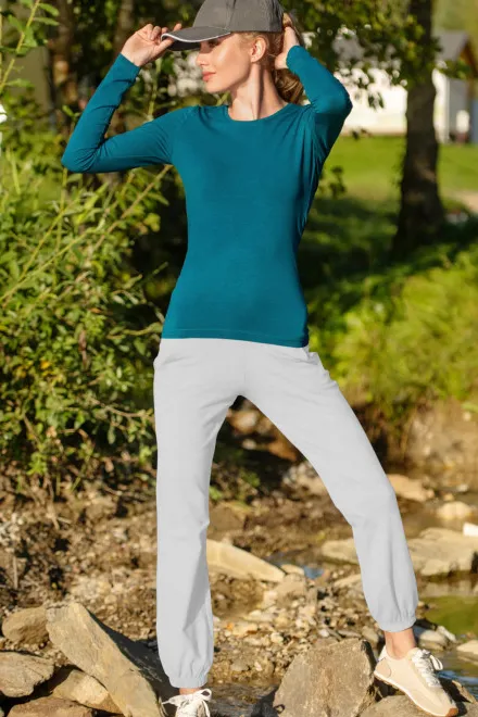 Lacné dámske tepláky s vreckami, biela