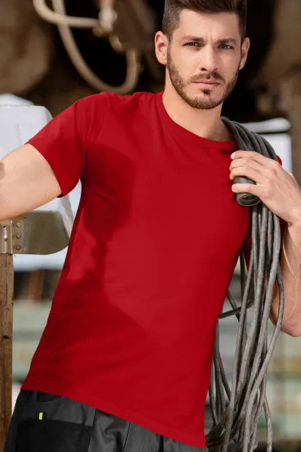 Lacné odolné pánske tričko hrubšie, červená