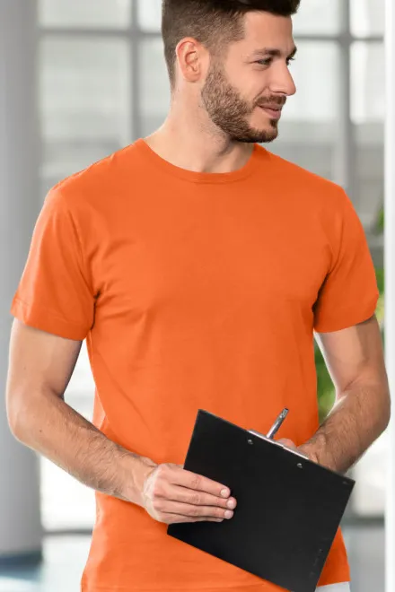 Lacné odolné pánske tričko, oranžová