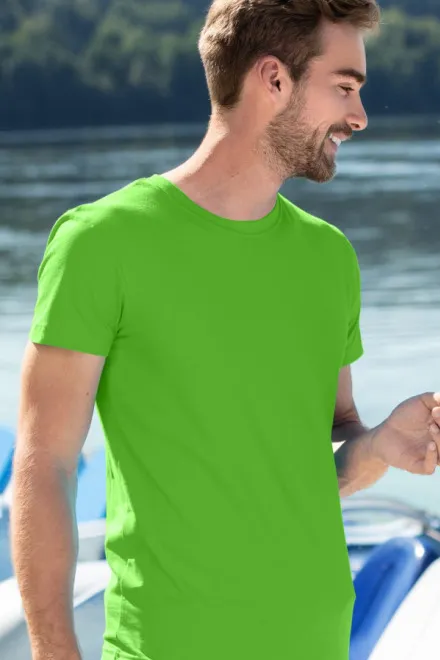 Lacné pánske módne tričko, jablkovo zelená