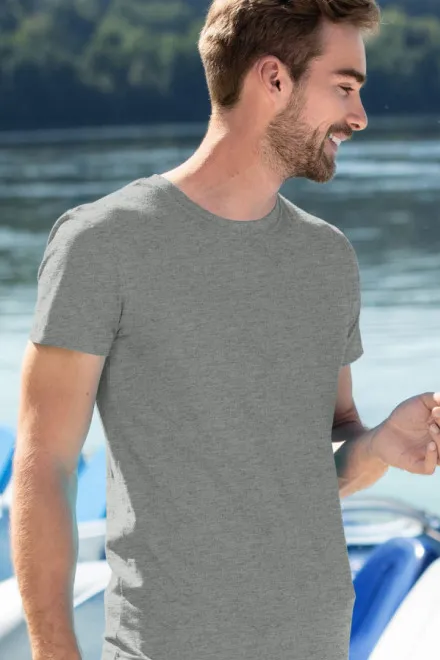 Lacné pánske módne tričko, tmavosivý melír