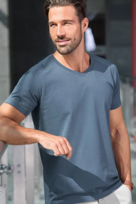 Lacné pánske priliehavé tričko, denim