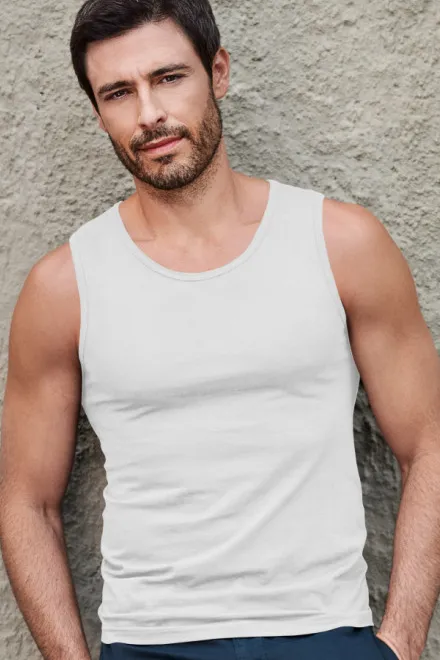 Lacné pánske tielko, biela