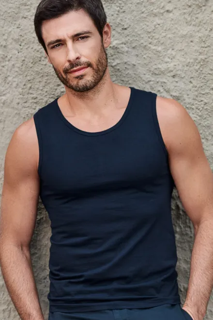 Lacné pánske tielko, tmavomodrá