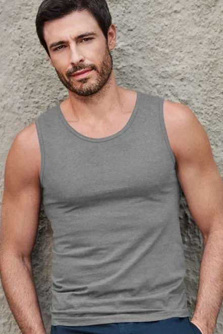 Lacné pánske tielko, tmavosivý melír