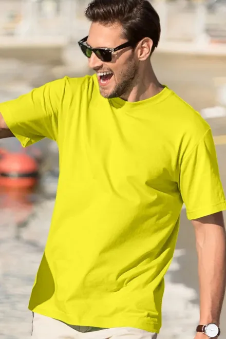 Lacné pánske tričko klasické, citrónová