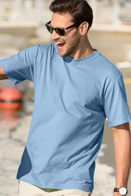 Lacné pánske tričko klasické, nebeská modrá