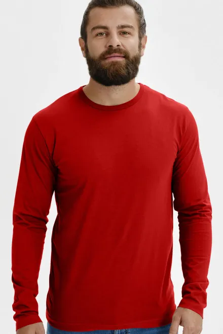 Lacné pánske tričko s dlhým rukávom, červená