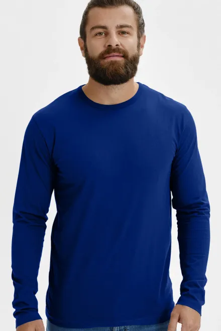 Lacné pánske tričko s dlhým rukávom, kráľovská modrá Lacné pánske tričko s dlhým rukávom, kráľovská modrá