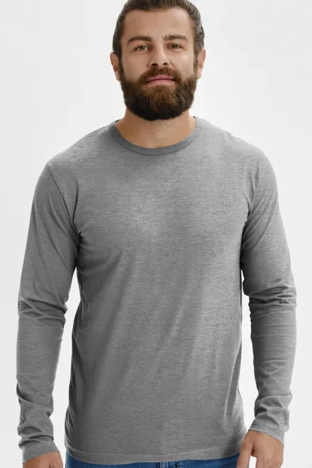 Lacné pánske tričko s dlhým rukávom, tmavosivý melír