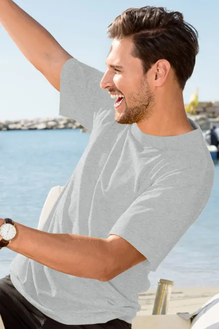 Lacné tričko klasické, svetlosivý melír