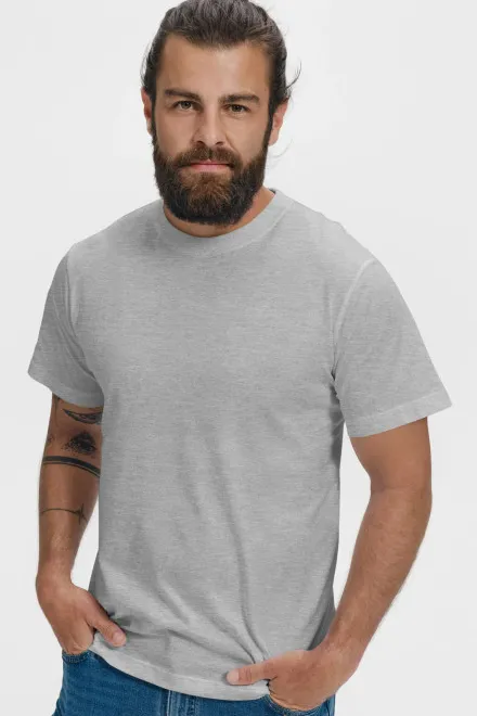 Lacné tričko klasické, svetlosivý melír