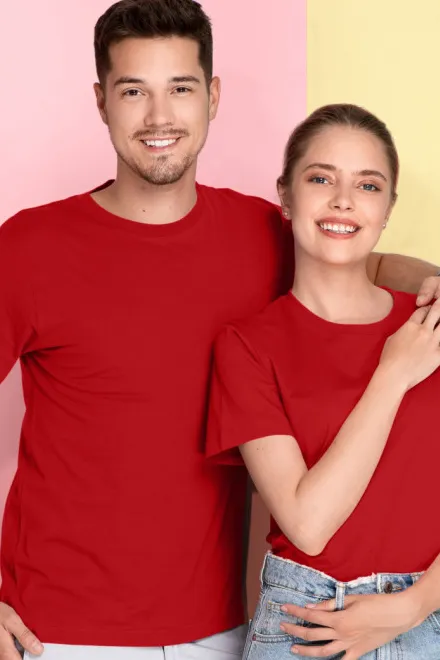 Lacné tričko ľahké s krátkym rukávom, červená