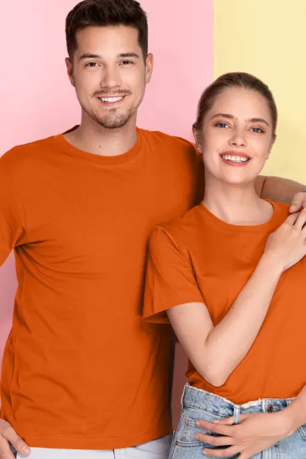 Lacné tričko ľahké s krátkym rukávom, oranžová