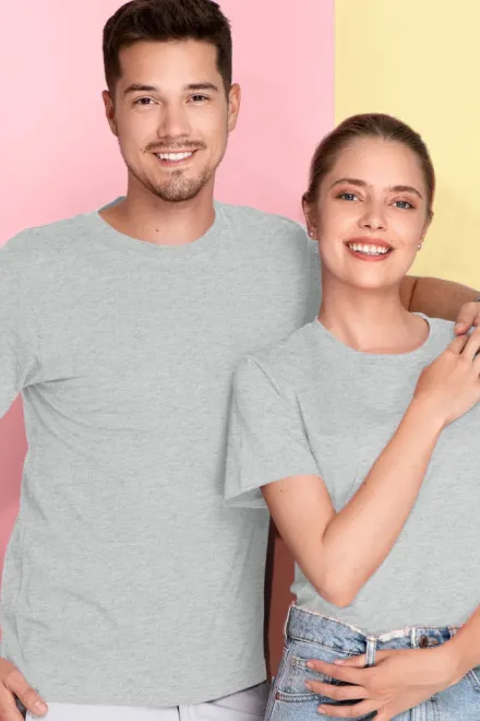 Lacné tričko ľahké s krátkym rukávom, svetlosivý melír