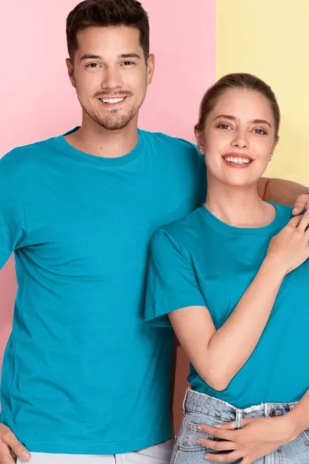 Lacné tričko ľahké s krátkym rukávom, tyrkysová