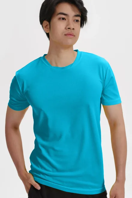 Lacné tričko s asymetrickým priekrčníkom, tyrkysová