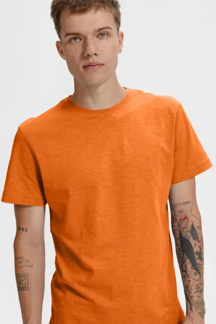 Pánske tričko, štruktúrovaná organická bavlna, oranžová